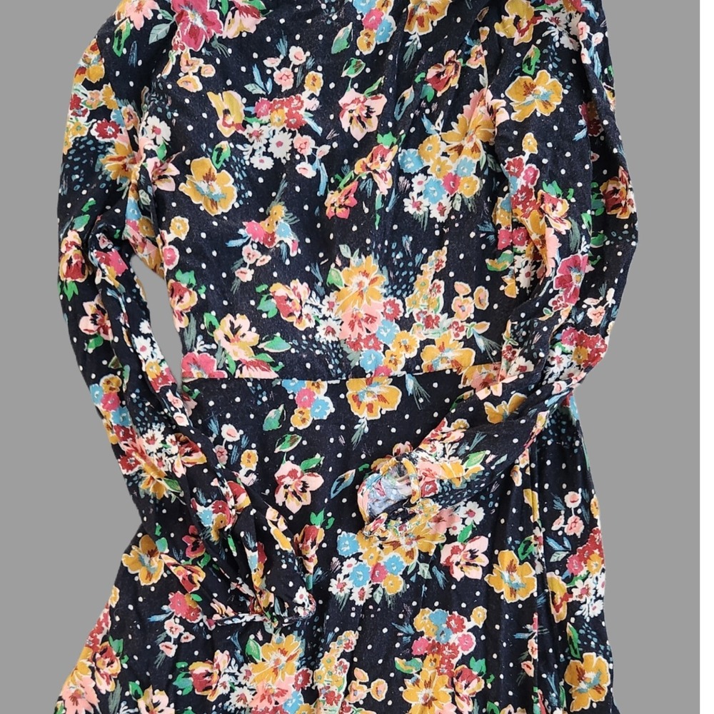 Zara Small Trafaluc Floral Print Long Sleeve Mini Romper Polka Dot Morocco - Picture 3 of 6